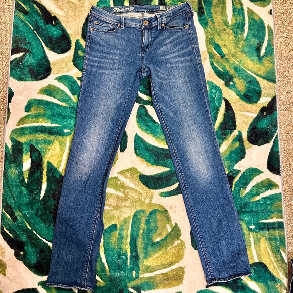 Madewell Sz 6 (28) Rail Straight Low Rise Jeans Stretch Womens Medium Wash - Picture 1 of 15